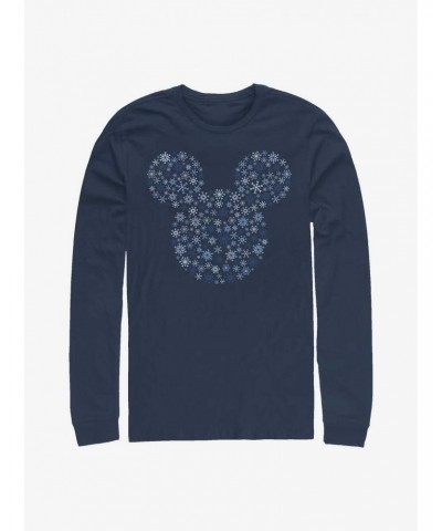 Disney Mickey Mouse Mickey Ear Snowflakes Long-Sleeve T-Shirt $11.58 T-Shirts