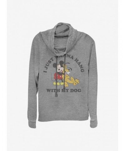 Disney Mickey Mouse Mickey Dog Lover Cowlneck Long-Sleeve Girls Top $16.16 Tops