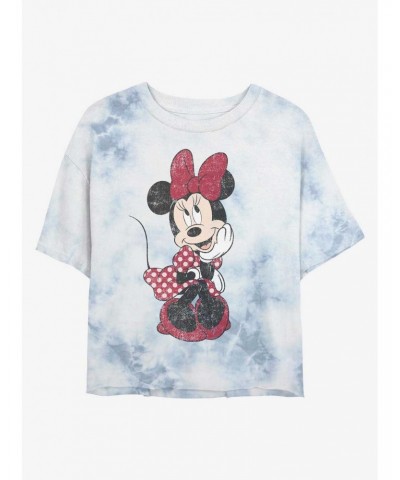 Disney Minnie Mouse Polka Dot Minnie Tie-Dye Girls Crop T-Shirt $7.40 T-Shirts