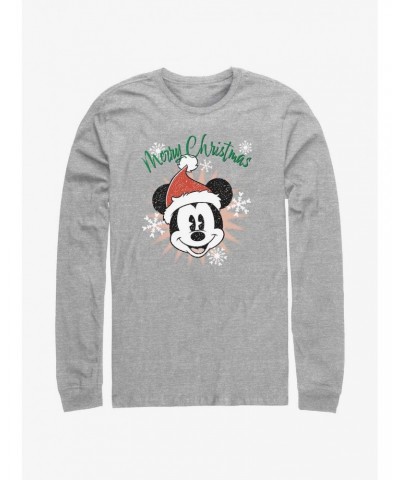 Disney Mickey Mouse Snowflakes Santa Mickey Long-Sleeve T-Shirt $8.42 T-Shirts