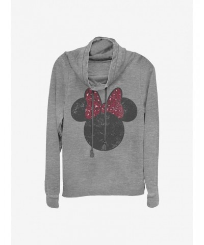 Disney Minnie Mouse Minnie Leopard Bow Cowlneck Long-Sleeve Girls Top $11.49 Tops