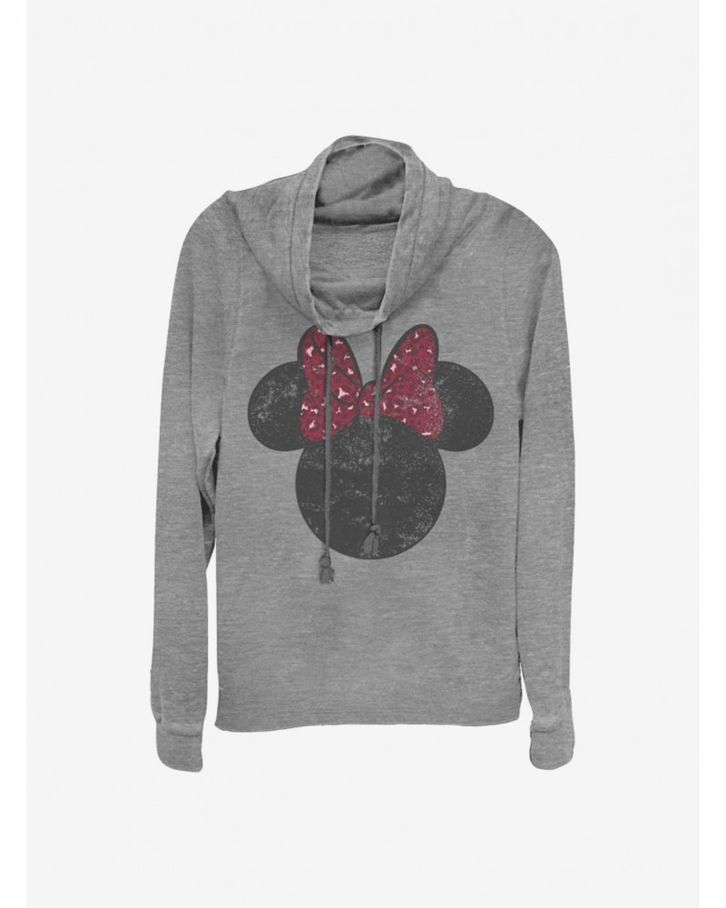 Disney Minnie Mouse Minnie Leopard Bow Cowlneck Long-Sleeve Girls Top $11.49 Tops