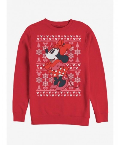 Disney Minnie Mouse Holiday Winter Sweater Crew Sweatshirt $8.86 Sweatshirts