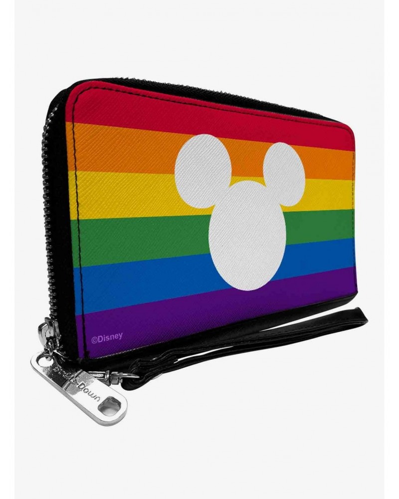 Disney Mickey Mouse Pride Ears Icon Rainbow Stripe Zip Around Wallet $16.40 Wallets