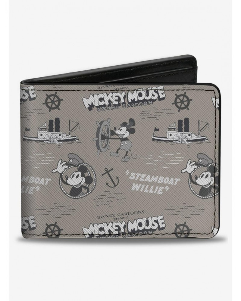 Disney100 Mickey Mouse Steamboat Willie Collage Bifold Wallet $9.20 Wallets