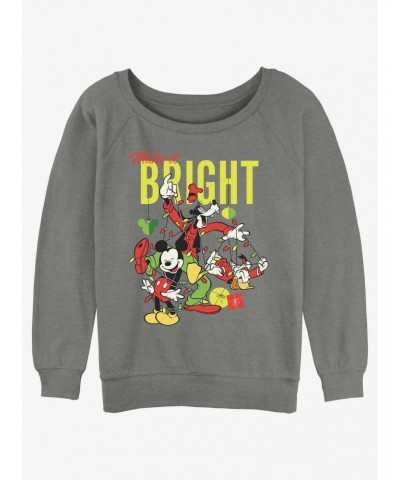 Disney Mickey Mouse Bright Christmas Mickey, Goofy, and Donald Girls Slouchy Sweatshirt $11.81 Sweatshirts