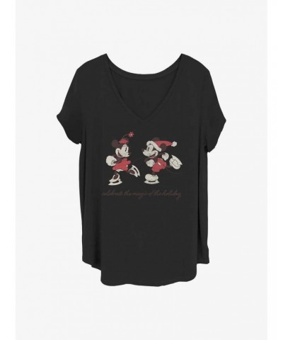 Disney Mickey Mouse Vintage Holiday Skaters Girls T-Shirt Plus Size $9.25 T-Shirts