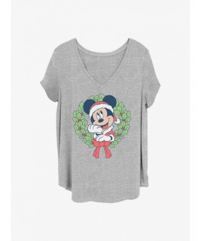 Disney Mickey Mouse Mickey Christmas Wreath Girls T-Shirt Plus Size $7.63 T-Shirts