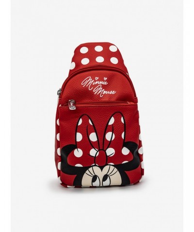 Disney Minnie Mouse Face Close Up with Polka Dots Crossbody Bag $19.73 Bags