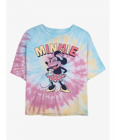 Disney Minnie Mouse Minnie Wink Tie Dye Crop Girls T-Shirt $9.68 T-Shirts