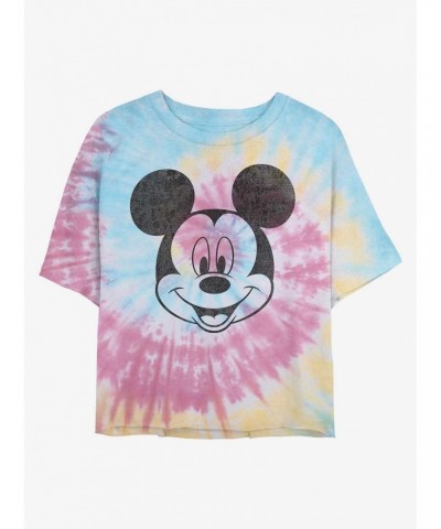 Disney Mickey Mouse Mickey Face Tie Dye Crop Girls T-Shirt $10.76 T-Shirts