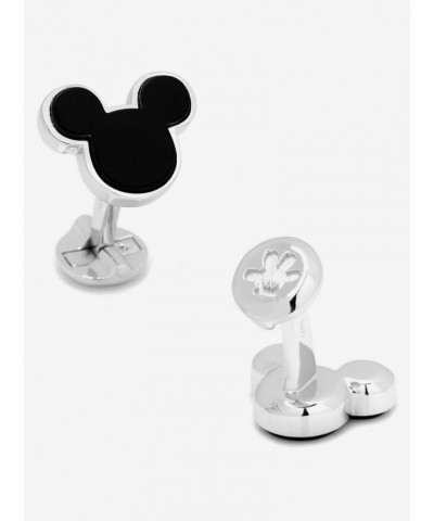 Disney Sterling Silver and Onyx Mickey Mouse Cufflinks $107.21 Cufflinks