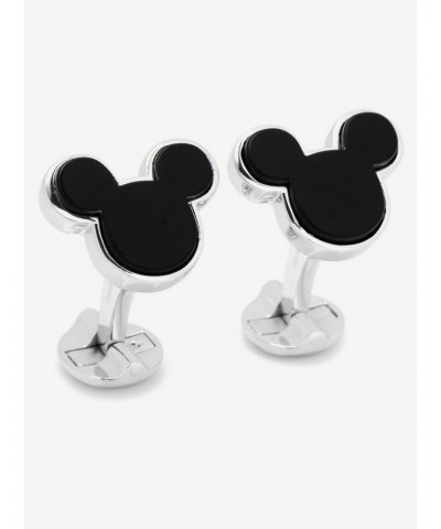 Disney Sterling Silver and Onyx Mickey Mouse Cufflinks $107.21 Cufflinks