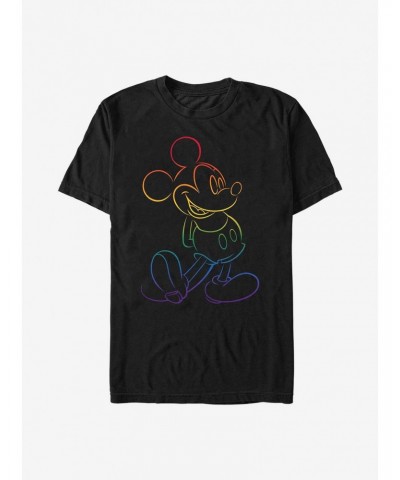 Disney Mickey Mouse Outline Rainbow Pride T-Shirt $8.41 T-Shirts