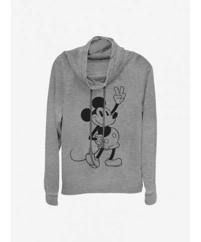 Disney Mickey Mouse Simple Mickey Outline Cowlneck Long-Sleeve Girls Top $16.52 Tops