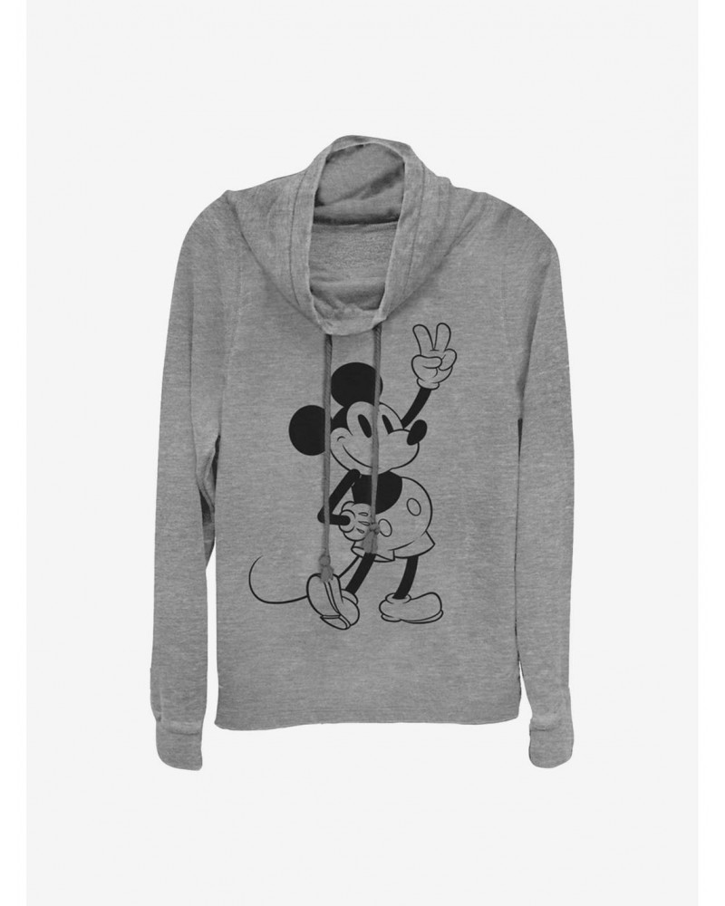 Disney Mickey Mouse Simple Mickey Outline Cowlneck Long-Sleeve Girls Top $16.52 Tops