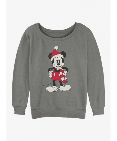 Disney Mickey Mouse Santa Hat Girls Slouchy Sweatshirt $14.17 Sweatshirts