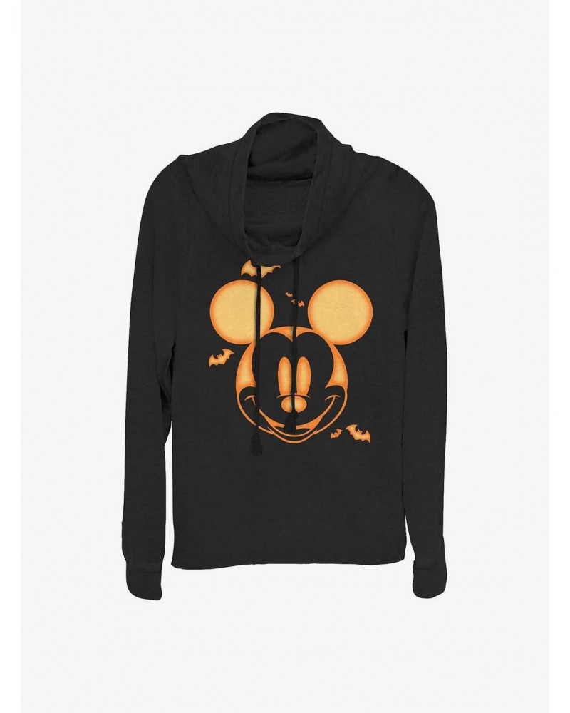 Disney Mickey Mouse Mickey Pumpkin Girls Cowlneck Long-Sleeve Top $14.73 Tops