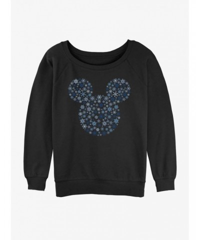 Disney Mickey Mouse Snowflakes Ear Girls Slouchy Sweatshirt $14.76 Sweatshirts