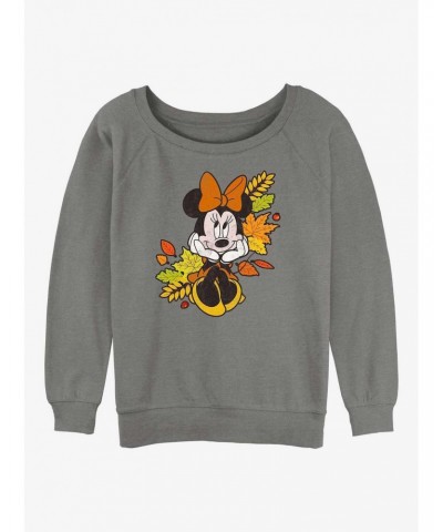 Disney Minnie Mouse Fall Leaves Girls Slouchy Sweatshirt $9.45 Sweatshirts