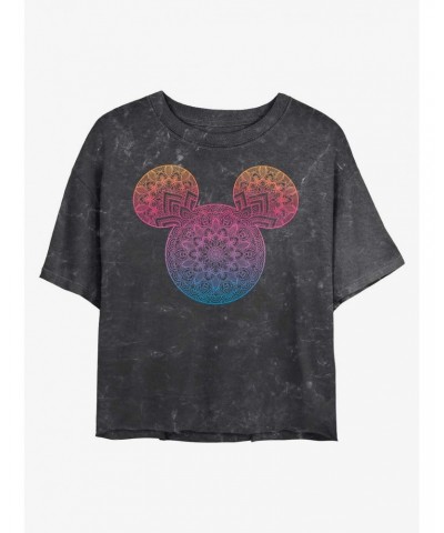 Disney Mickey Mouse Mickey Mandala Fill Mineral Wash Crop Girls T-Shirt $9.71 T-Shirts