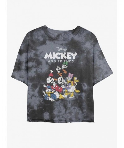 Disney Mickey Mouse Friends Group Tie-Dye Girls Crop T-Shirt $11.33 T-Shirts