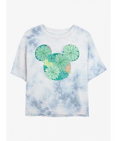 Disney Mickey Mouse Succulents Tie-Dye Girls Crop T-Shirt $9.94 T-Shirts
