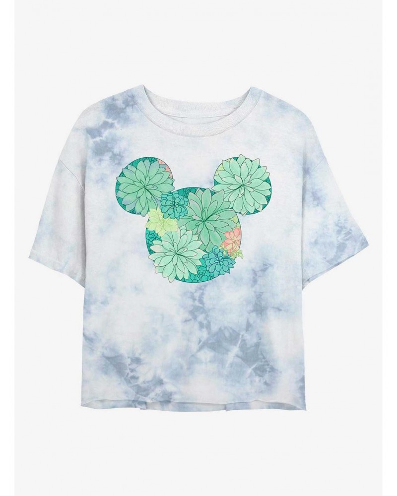 Disney Mickey Mouse Succulents Tie-Dye Girls Crop T-Shirt $9.94 T-Shirts