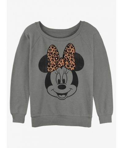 Disney Minnie Mouse Leopard Bow Girls Slouchy Sweatshirt $14.76 Sweatshirts