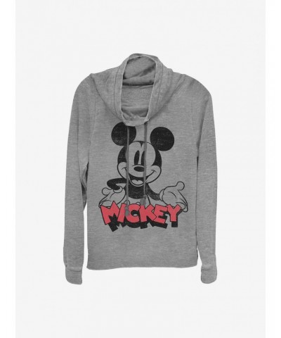 Disney Mickey Mouse Oh Boy Cowlneck Long-Sleeve Girls Top $17.96 Tops