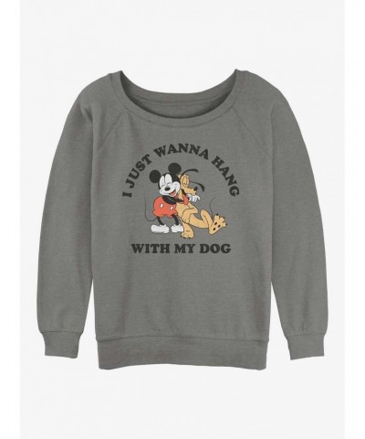 Disney Mickey Mouse Dog Lover Girls Slouchy Sweatshirt $10.33 Sweatshirts