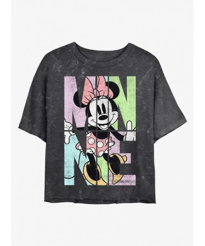 Disney Minnie Mouse Minnie Name Fill Mineral Wash Crop Girls T-Shirt $9.94 T-Shirts