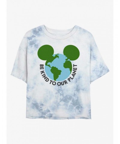 Disney Mickey Mouse Be Kind To Our Planet Tie-Dye Girls Crop T-Shirt $11.10 T-Shirts