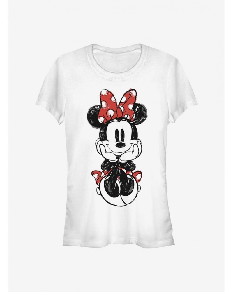 Disney Minnie Mouse Sitting Minnie Sketch Girls T-Shirt $8.76 T-Shirts