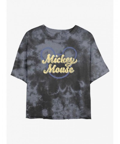 Disney Mickey Mouse Mickey Script Tie-Dye Girls Crop T-Shirt $10.87 T-Shirts