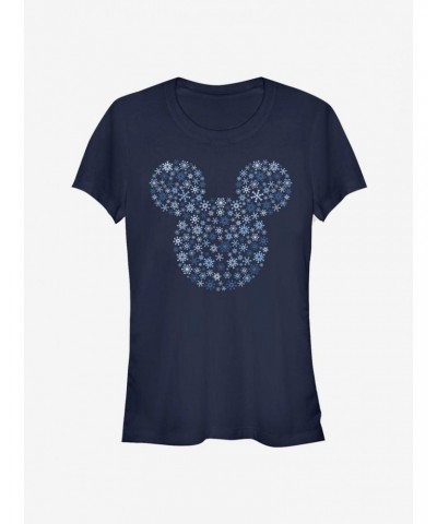 Disney Mickey Mouse Holiday Head Snowflake Outline Classic Girls T-Shirt $7.17 T-Shirts