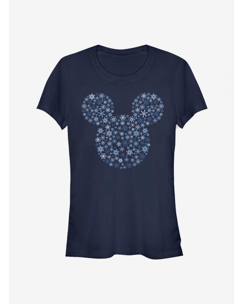 Disney Mickey Mouse Holiday Head Snowflake Outline Classic Girls T-Shirt $7.17 T-Shirts