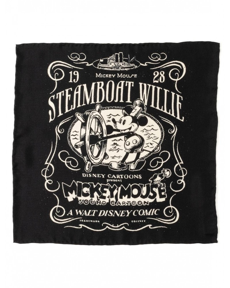 Disney100 Steamboat Willie Black Pocket Square $17.10 Squares