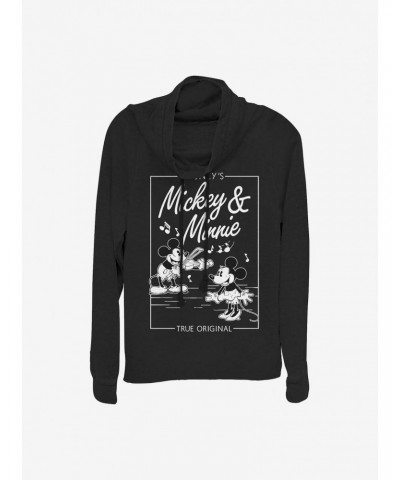 Disney Mickey Mouse Mickey Minnie Music Cover Cowlneck Long-Sleeve Girls Top $12.57 Tops