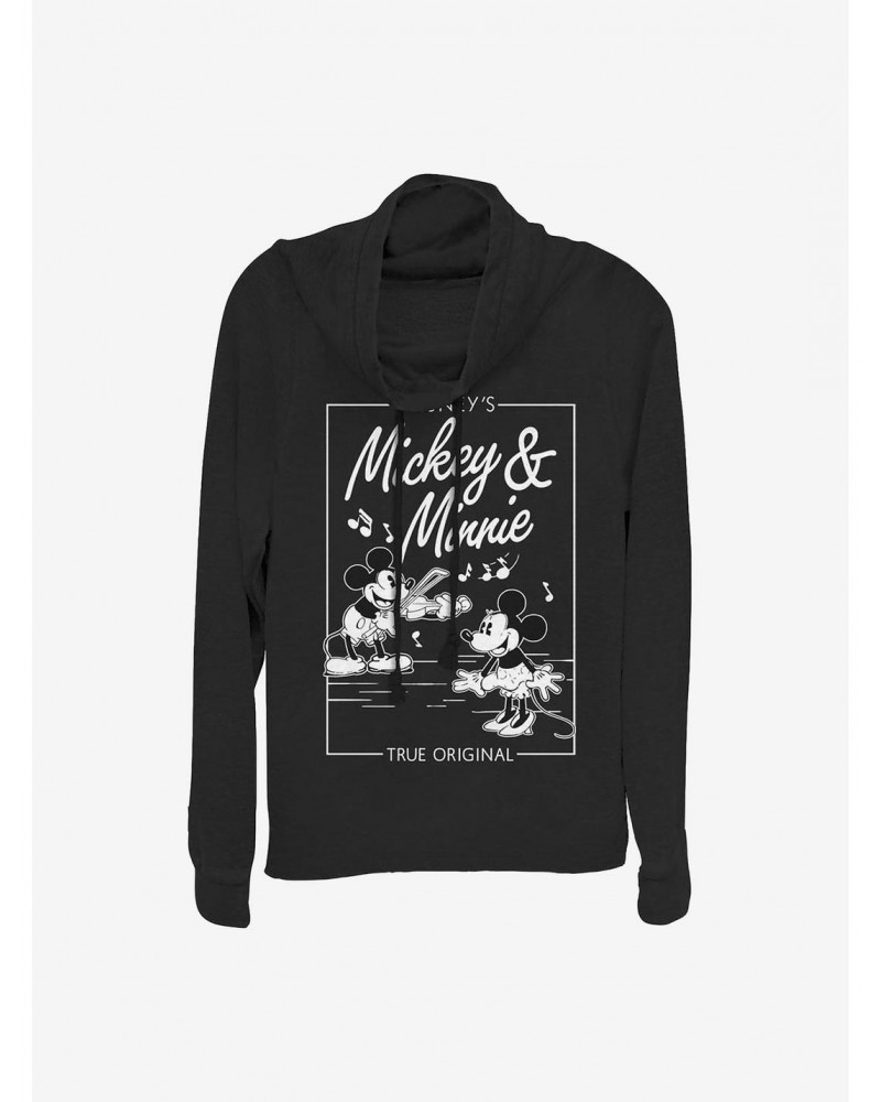 Disney Mickey Mouse Mickey Minnie Music Cover Cowlneck Long-Sleeve Girls Top $12.57 Tops