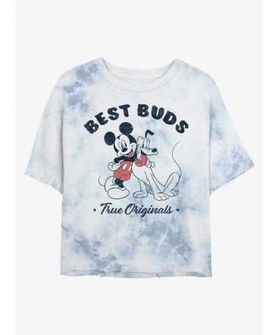 Disney Mickey Mouse Vintage Buds Tie-Dye Girls Crop T-Shirt $11.10 T-Shirts