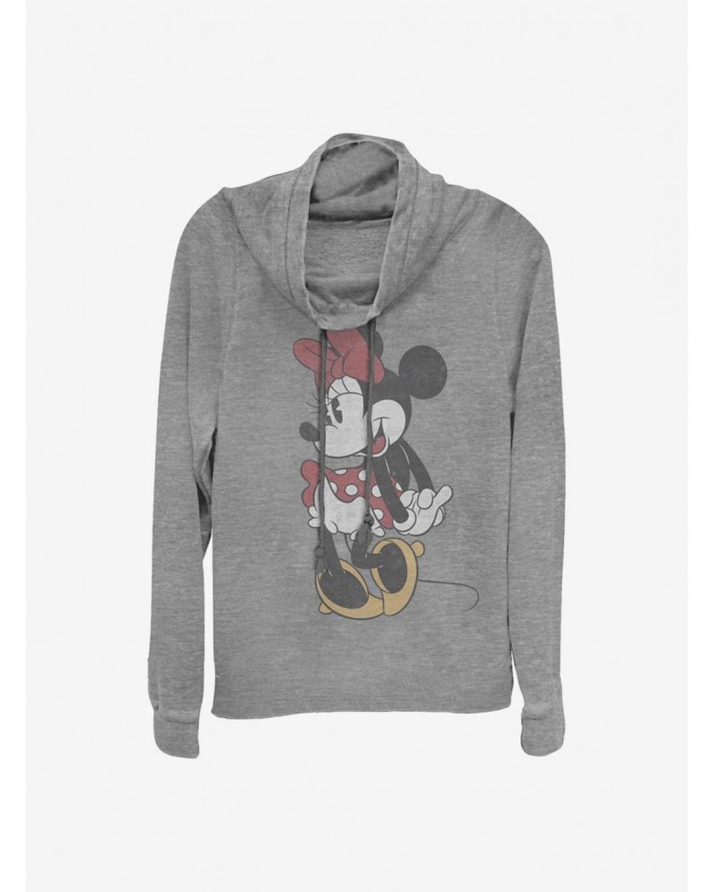 Disney Minnie Mouse Classic Vintage Minnie Cowlneck Long-Sleeve Girls Top $11.49 Tops