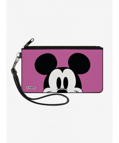 Disney Mickey Mouse Face Character Close Up Canvas Zip Clutch Wallet $7.88 Wallets