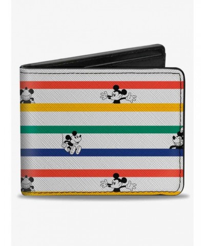 Disney Mickey Mouse Poses Stripes Bifold Wallet $7.73 Wallets