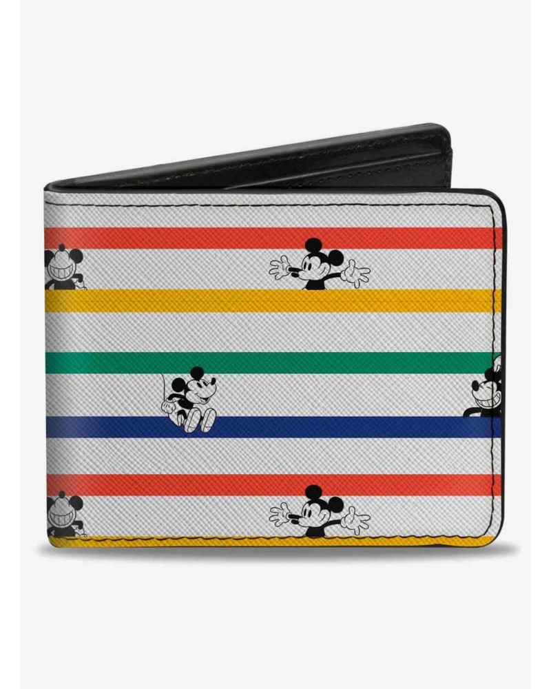 Disney Mickey Mouse Poses Stripes Bifold Wallet $7.73 Wallets