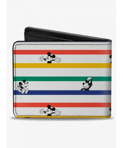 Disney Mickey Mouse Poses Stripes Bifold Wallet $7.73 Wallets