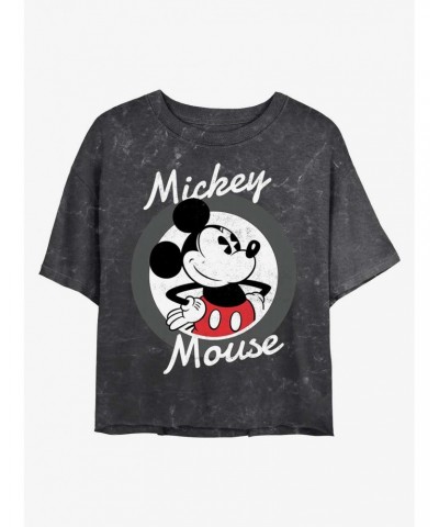 Disney Mickey Mouse Classic Mickey Mineral Wash Crop Girls T-Shirt $11.56 T-Shirts