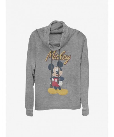 Disney Mickey Mouse Classic Pose Cowlneck Long-Sleeve Girls Top $14.37 Tops