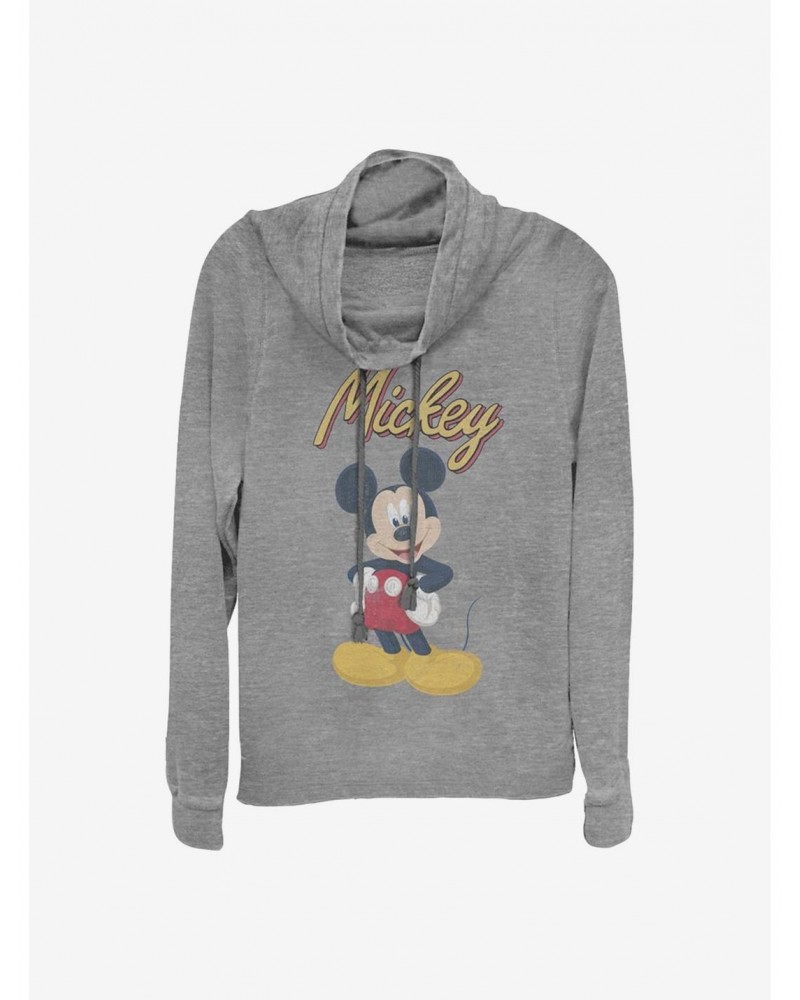 Disney Mickey Mouse Classic Pose Cowlneck Long-Sleeve Girls Top $14.37 Tops