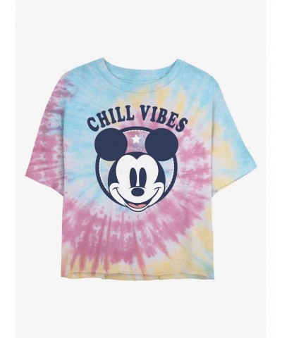 Disney Mickey Mouse Chill Vibes Tie Dye Crop Girls T-Shirt $7.10 T-Shirts